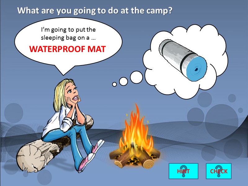 I’m going to put the sleeping bag on a …   WATERPROOF MAT
